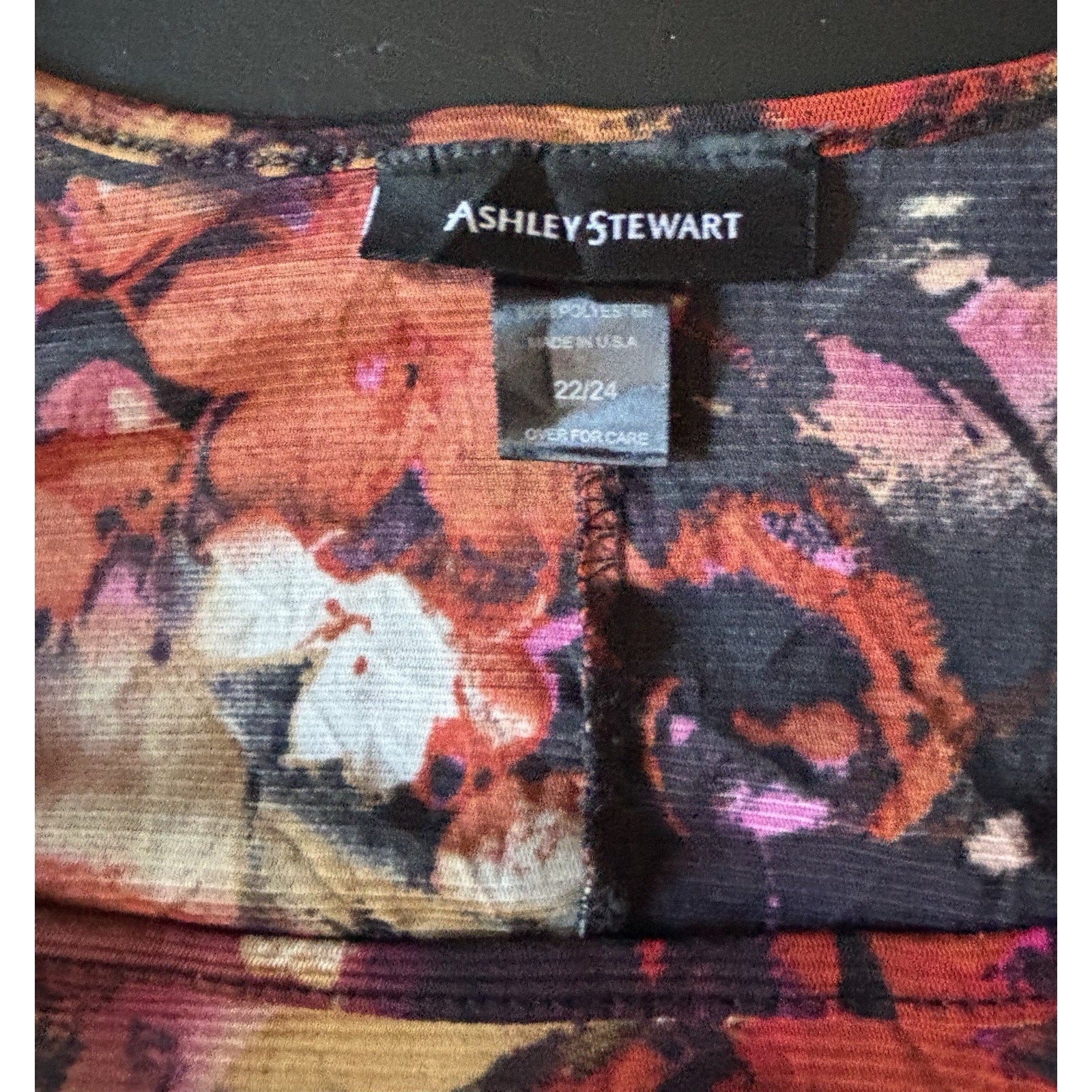 Ashley Stewart Size (22/24) Colorful Earth Tone Floral 3/4 Bell Sleeve Blouse
