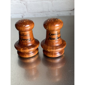 Vintage Wood Salt & Pepper Shakers Chess Pawns Lavallette New Jersey Souvenir