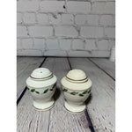 Vintage MCM White Rose Vines Handpainted Fine Porcelain Salt & Pepper Shakers