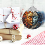Stained Glass Sun and Moon Coexis 2025 Hanging Christmas Tree Ornament