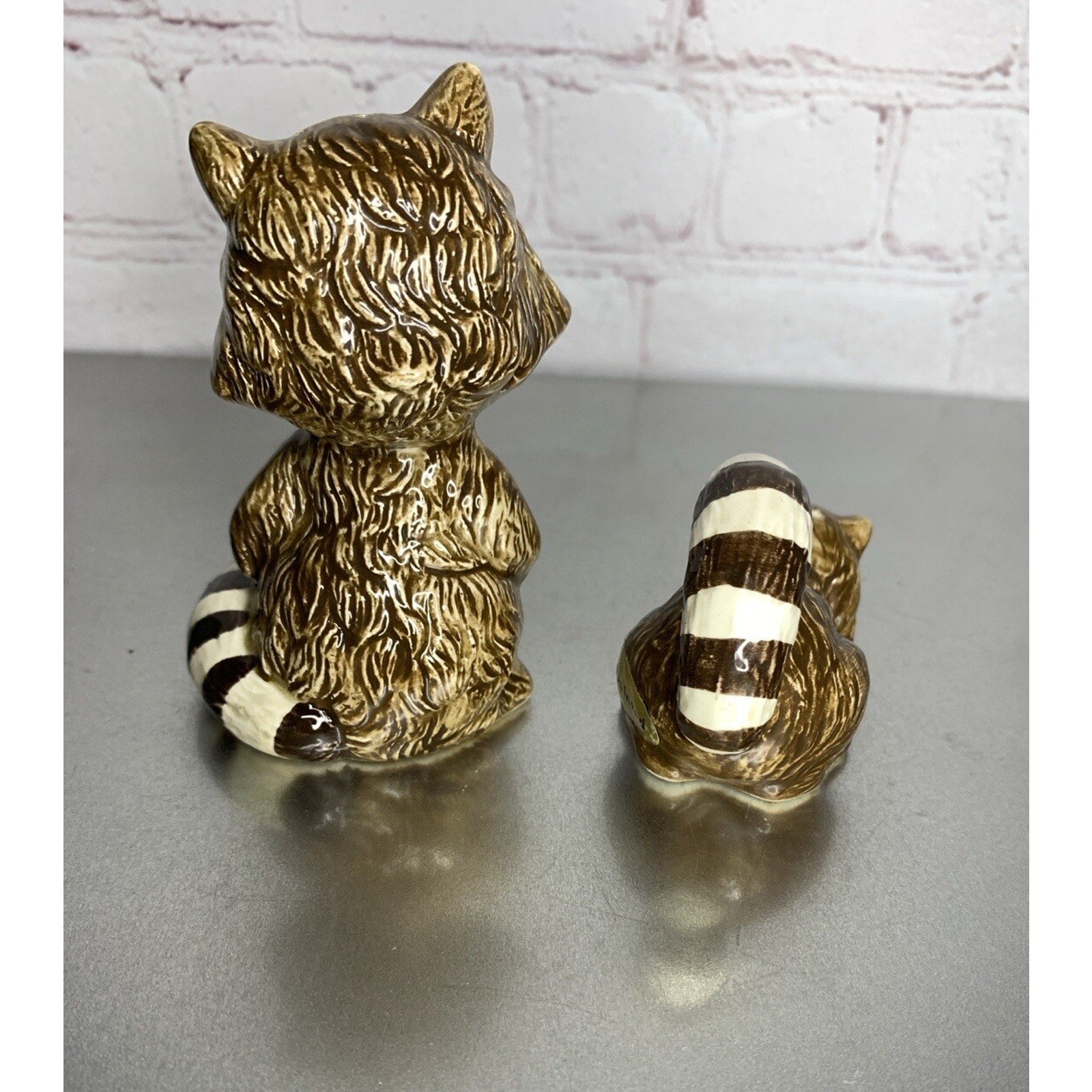 Vintage Racoon Love Salt & Pepper Shakers Mother Baby Ceramic-Read Description