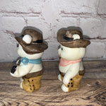 Vintage Cowboy Bears Salt & Pepper Shakers, Lasso Banjo