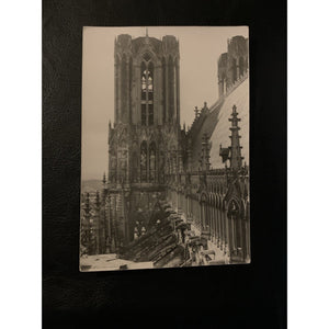Reims. Marne. La Cathedrale Notre Dame. Tour Sud. Galerie des Rois. B&W RPPC