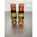 Vintage Wood Mexico Salt & Pepper Shakers Round Stripe Design