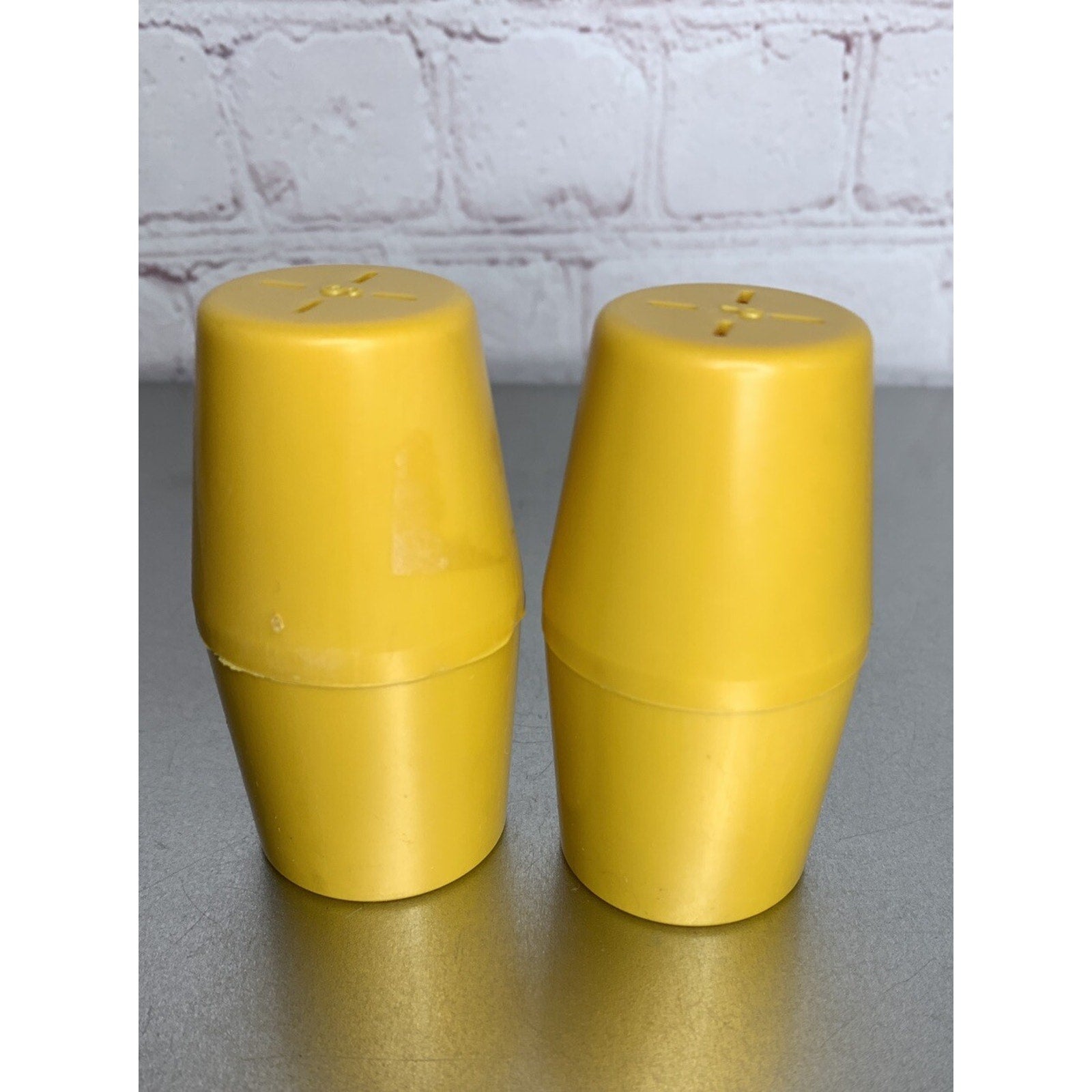 Vintage MCM Plastic Salt & Pepper Shakers Mustard Yellow Luran W. Germany