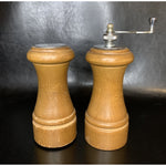 Vintage Wooden Salt Shaker & Pepper Mill Grinder Set 5” Tall MCM