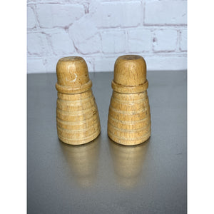 Vintage Beehive Wood Salt & Pepper Shakers Blonde Japan