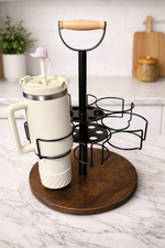 Lazy Susan Tumbler Organizer w/ Handle – Rotating Cup Holder for 20–40oz Tumblers