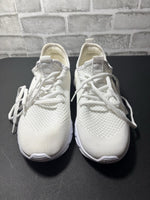 Mens 8.5 White Mesh Lace Up Walking Sneakers Lightweight Comfort