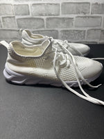 Mens 8.5 White Mesh Lace Up Walking Sneakers Lightweight Comfort