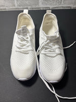 Mens 8.5 White Mesh Lace Up Walking Sneakers Lightweight Comfort