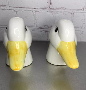 Vintage Ceramic Duck Head Salt & Pepper Shakers Large