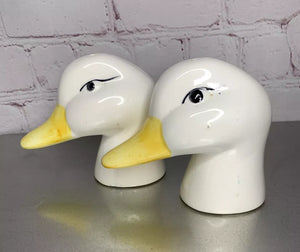 Vintage Ceramic Duck Head Salt & Pepper Shakers Large