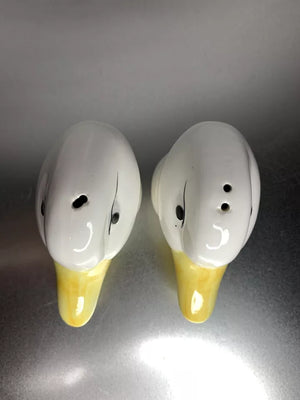 Vintage Ceramic Duck Head Salt & Pepper Shakers Large