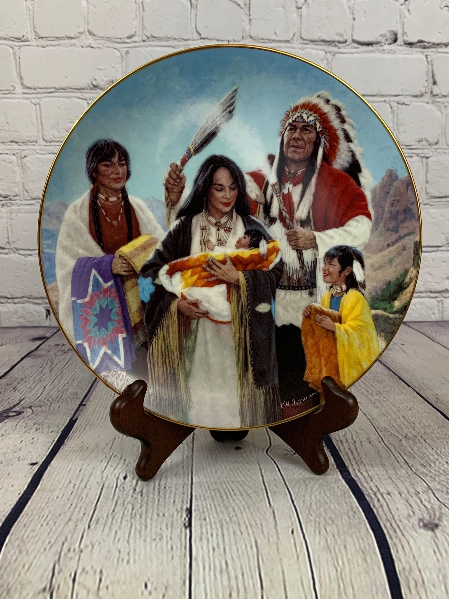 Vintage Native Collectible Plate #1854A The Naming Ceremony, Hamilton-Proud Indian Families 1991