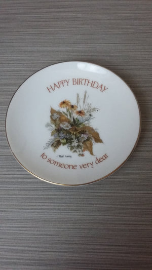 Vintage Collectible Happy Birthday Plate GOLD Trim - Japan