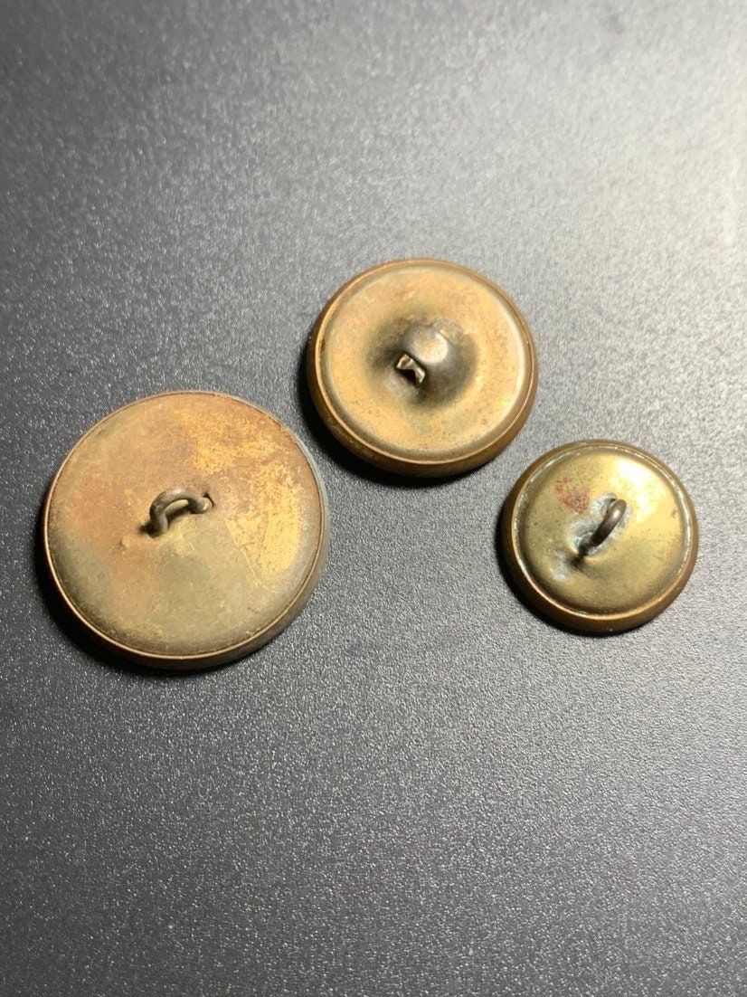 Vintage Lion Crest Spectemur Agendo Brass Uniform Buttons-Lot of 3/Various Sizes