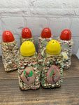 3 Sets-Vintage Encrusted Stones Shells Souvenir Novelty Glass Salt & Pepper Shakers 1950s