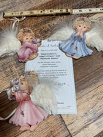 Vintage Small Blessings # C-8323 Baby Angel Christmas Ornaments by Jurgen Scholz w/Certificate-Set of 3