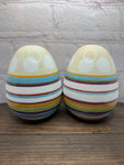 Vintage Ceramic Large Egg Salt & Pepper Shakers-Multi-Color Stripes, Jay Import, Inc