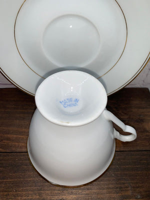 Vintage Royal Albert Saucer & China Tea Cup, Bone China, Gold Trim-Japan/China-1950s
