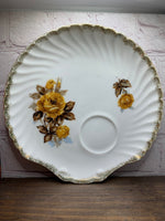 Vintage Yellow English Rose Teacup & Shell Shape Snack Saucer, Transfer-ware, Gold Trim, Fine China 1950s