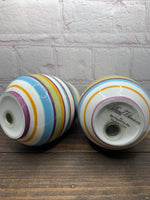Vintage Ceramic Large Egg Salt & Pepper Shakers-Multi-Color Stripes, Jay Import, Inc