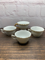 Vintage Porcelain Miniature Novelty Gold Accent Tea Cups - 1960s