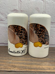 Vintage Lavallette NJ Painted Shells Round Salt & Pepper Shakers - Ceramic 1970s
