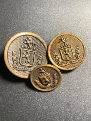 Vintage Lion Crest Spectemur Agendo Brass Uniform Buttons-Lot of 3/Various Sizes