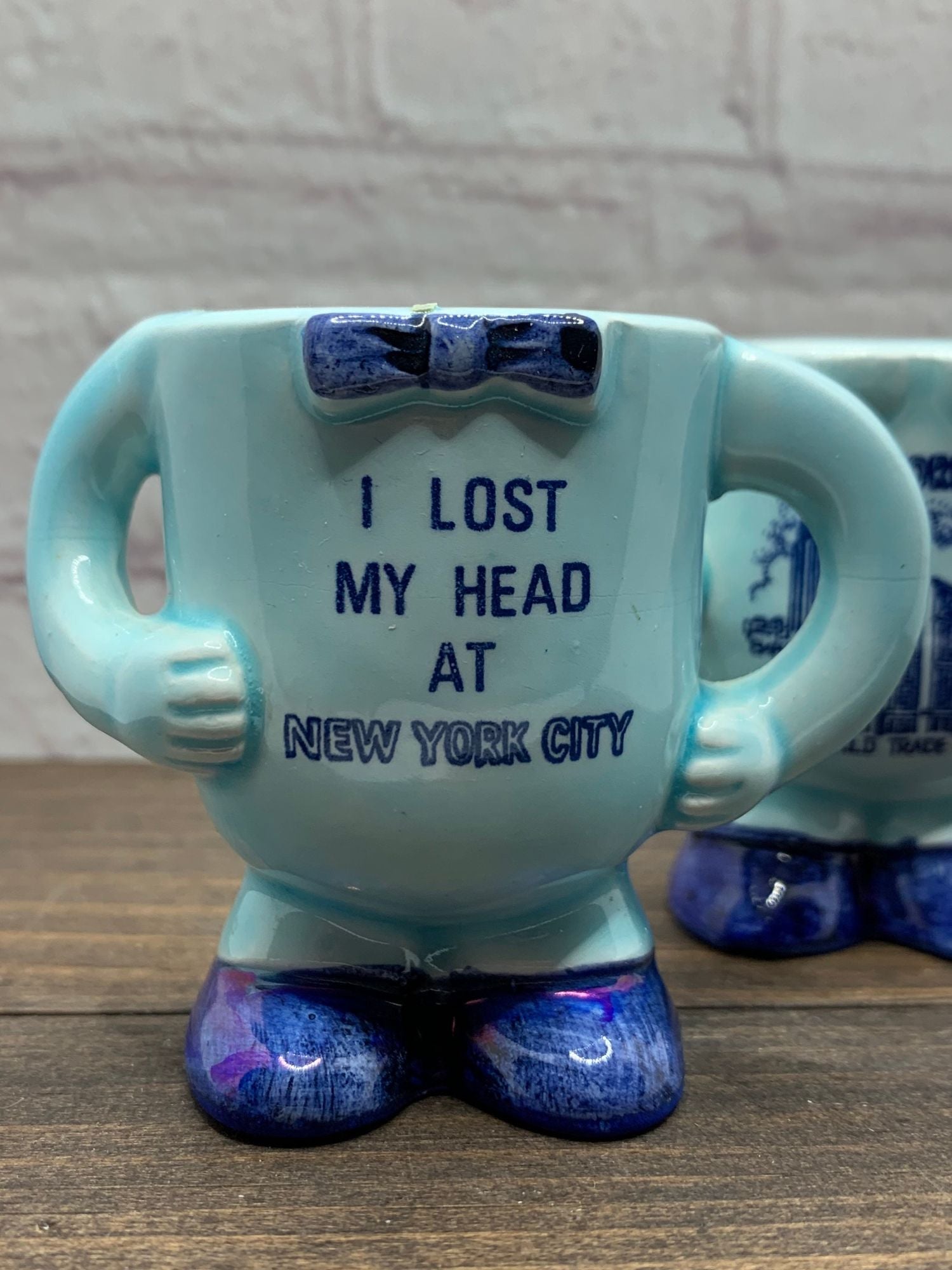 Vintage Ceramic Lost Head NYC Salt & Pepper Shakers 1980s