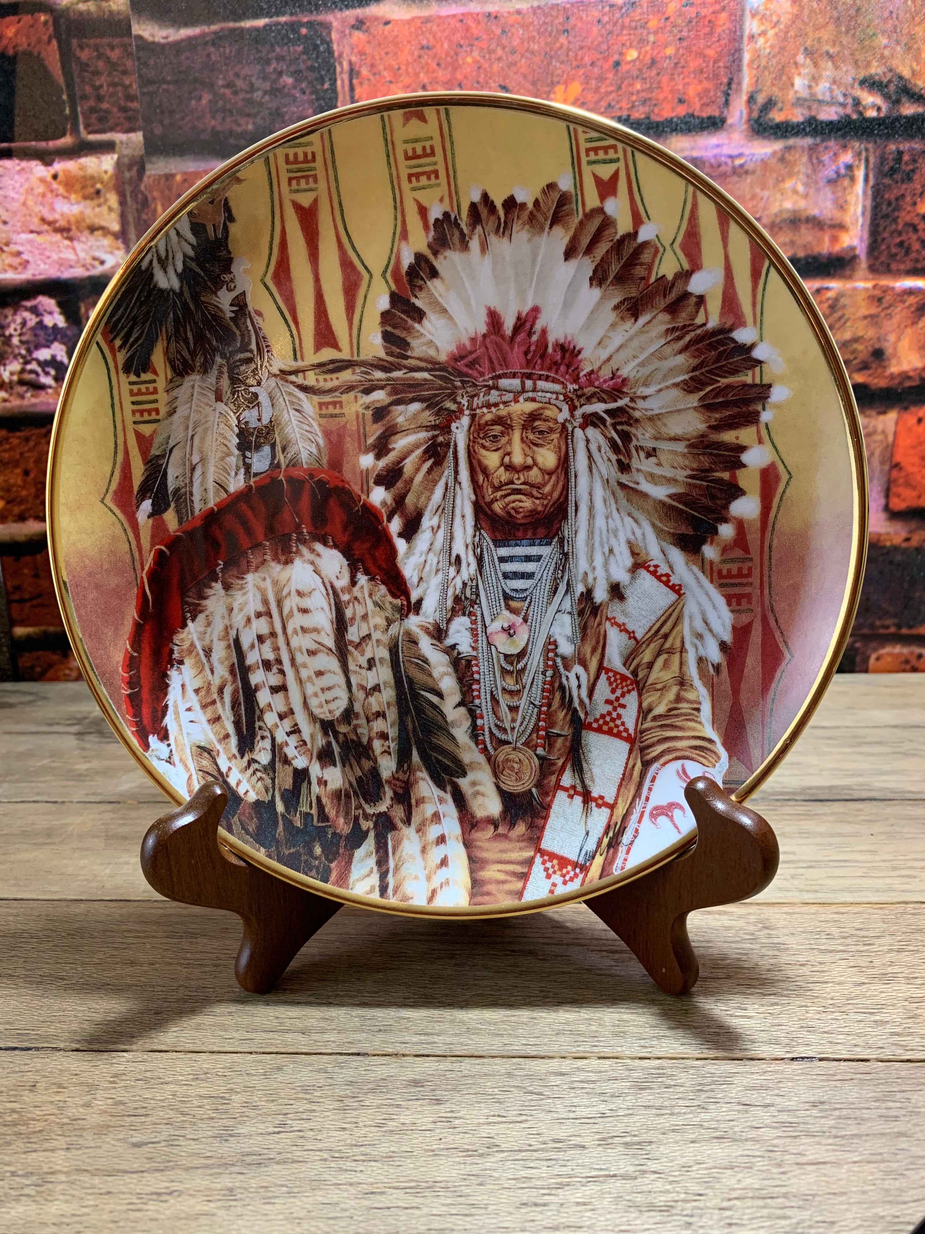 Chief of the Piegon Blackfoot Collectible Plate - Franklin Mint  Limited Edition The American Indian Heritage Foundation Museum