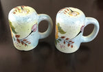 Vintage Ceramic Pottery Flower Mug Style Salt & Pepper Shakers Hand-painted Glazed Finish