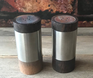 Vintage DAK Wood & Stainless Steel Salt & Pepper Shakers 1960's