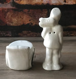 Vintage Janitor with Wheelbarrel Cart Salt & Pepper Shaker Set -1970's