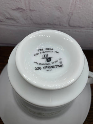Vtg International Silver Co Bone China Teacup/Saucer Springtime 326 - Japan