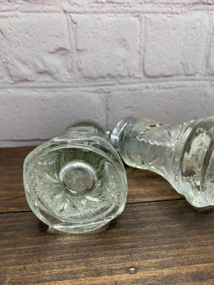 Vintage Indiana Crystal Salt & Pepper Shakers, Pebble Leaf #3155 - USA