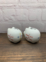 Vintage Ceramic Pigs Salt & Pepper Shakers. “I pigged out in New York” Arrow Novelty, Jersey City - Taiwan