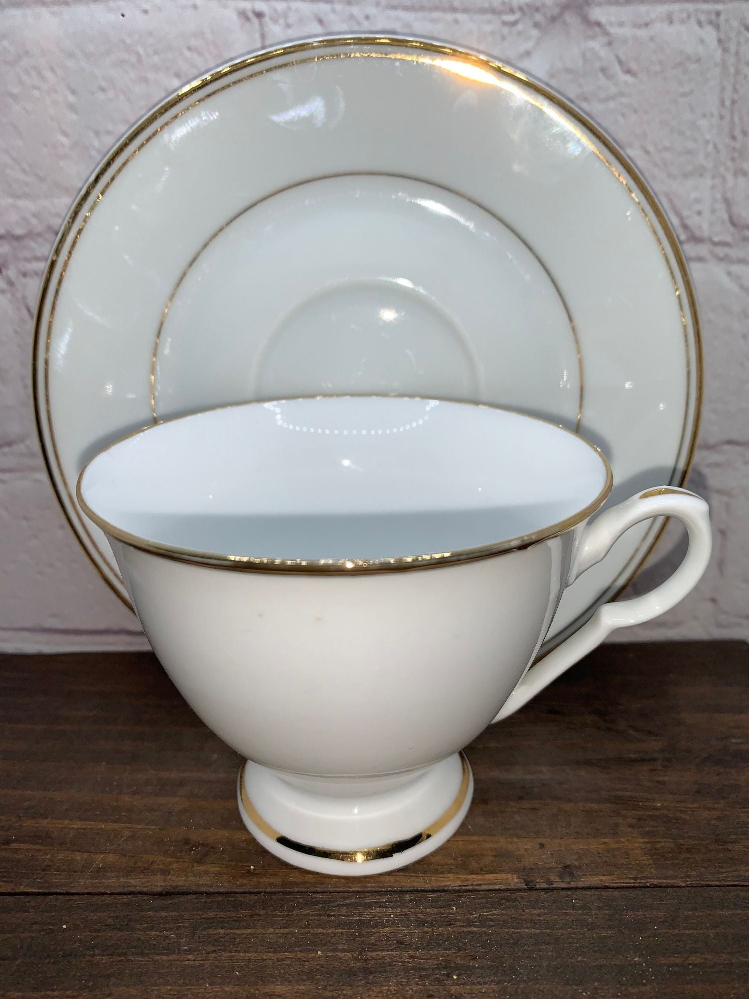 Vintage Royal Albert Saucer & China Tea Cup, Bone China, Gold Trim-Japan/China-1950s