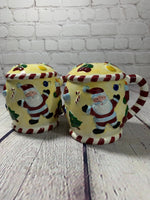 Large Vintage Ceramic Christmas Candy Cane Mug Salt & Pepper Shakers-Cooks Club 1990's