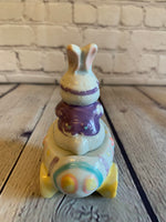 Vintage Ceramic Motorcycle Easter Bunny on Motorcycle Easter Egg-1990’s