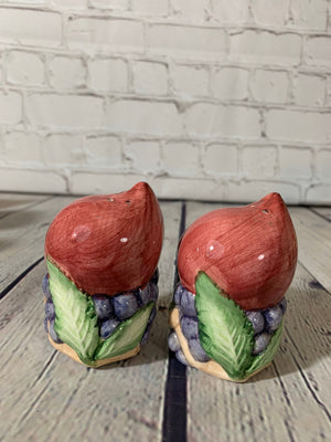 Vintage Glazed Ceramic Fruit Cluster Salt & Pepper Shakers -Japan