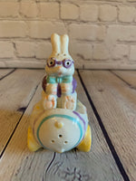 Vintage Ceramic Motorcycle Easter Bunny on Motorcycle Easter Egg-1990’s