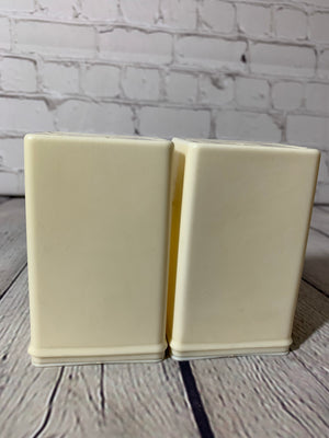 Vintage MCM/Retro Large Golden Crest Cream Color Plastic Salt & Pepper Shakers- 1960’s
