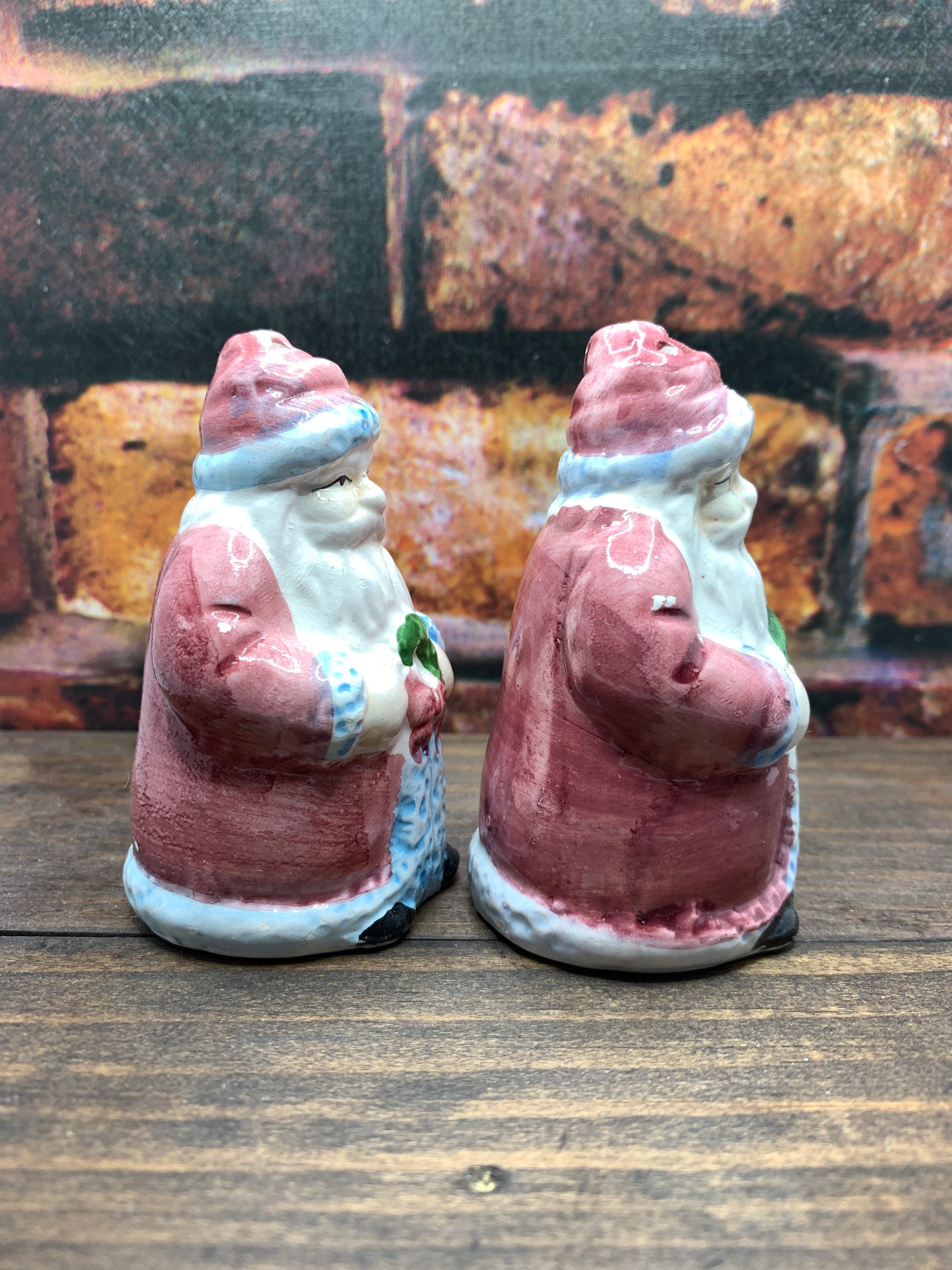 Vintage Ceramic Christmas Old Saint Nick/Santa Salt & Pepper Shakers-1970s