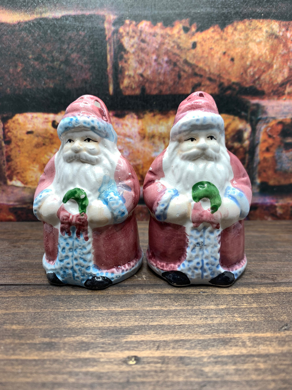 Vintage Ceramic Christmas Old Saint Nick/Santa Salt & Pepper Shakers-1970s