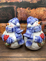 Vintage Large Ceramic Christmas Snowman Salt & Pepper Shakers