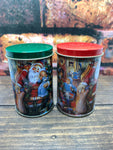 Vintage Old World Christmas Theme Tin Can Mug Style Salt & Pepper Shakers