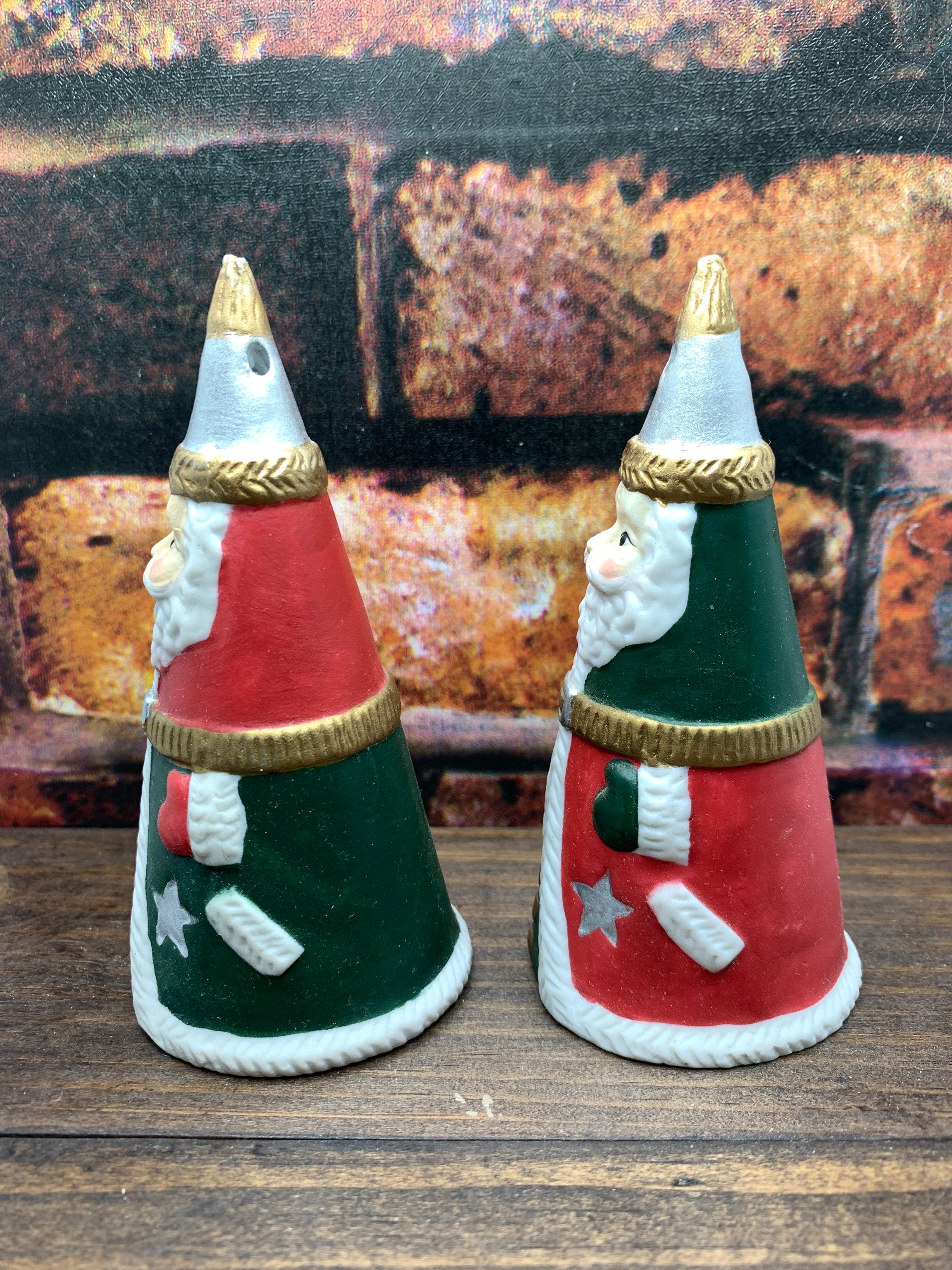 Vintage Ceramic Christmas Old World Santa/Saint Nick Salt & Pepper Shakers-1970s