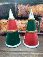 Vintage Ceramic Christmas Old World Santa/Saint Nick Salt & Pepper Shakers-1970s